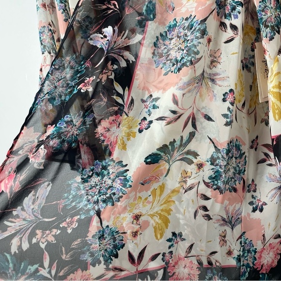 Style & Co Womens Plus 1X Multicolor Floral 3/4 Sleeve Sheer Layering Kimono - Picture 8 of 8